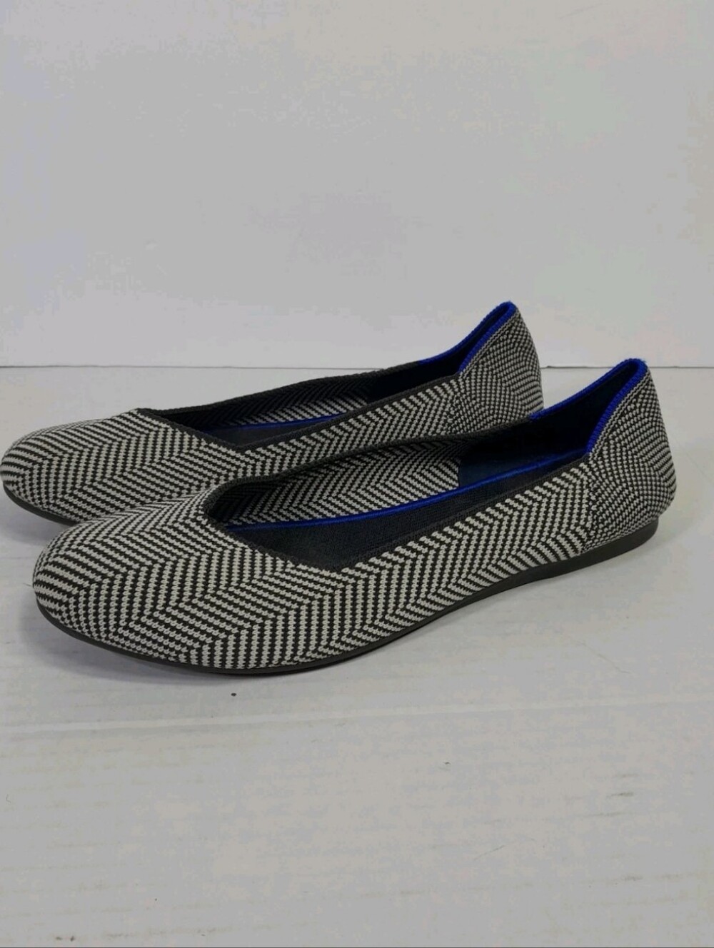 ROTHY's The Flat Round Toe Ballet Shoes Women Sz 8 Retired Herringbone Gray - Picture 5 of 9